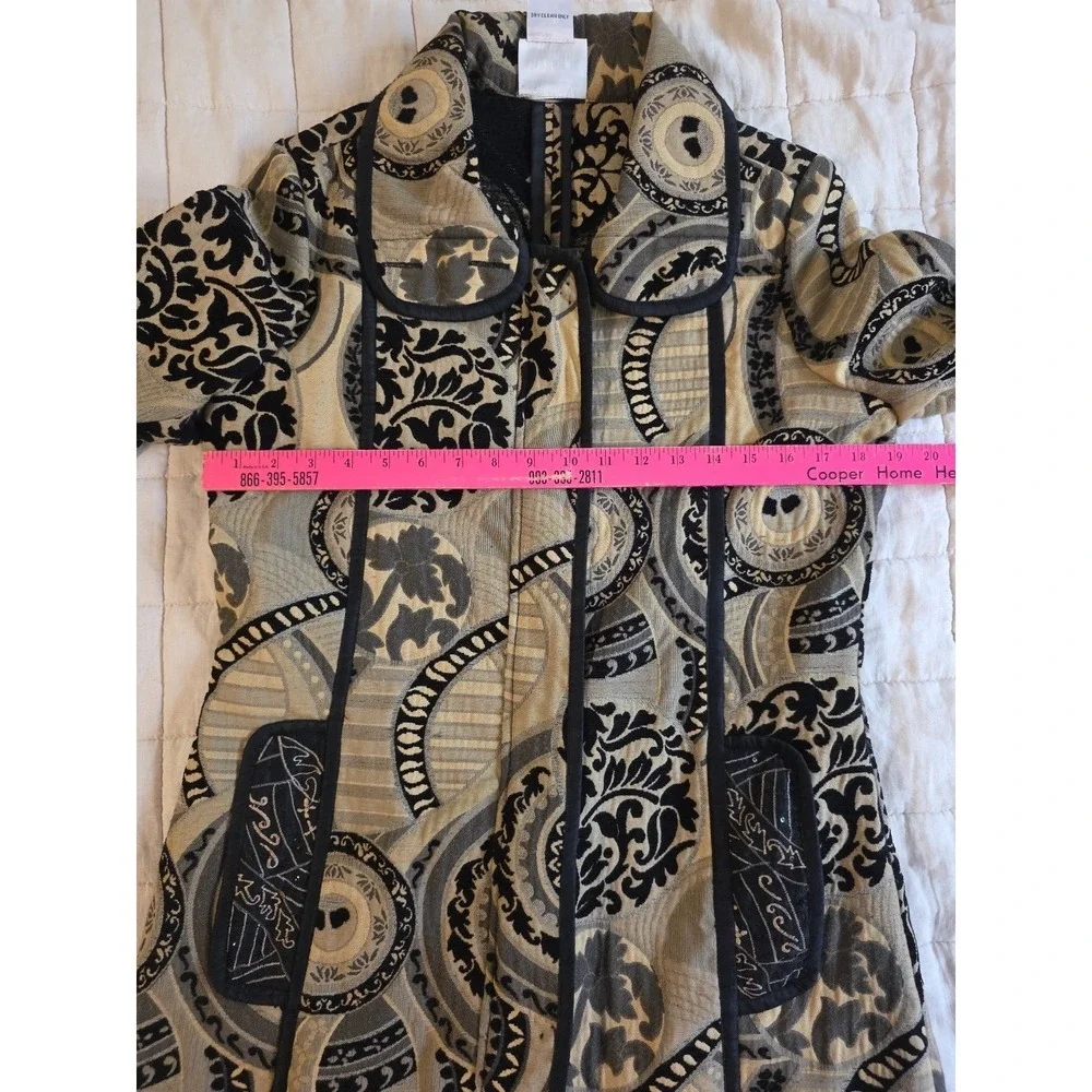 Yak Magik Sz S Blazer Tapestry Jacket Zip Front Embroidered Sequins‎ Artsy
